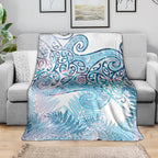 Aotearoa Maori Koru Curves Blanket Aqua Paua Shell