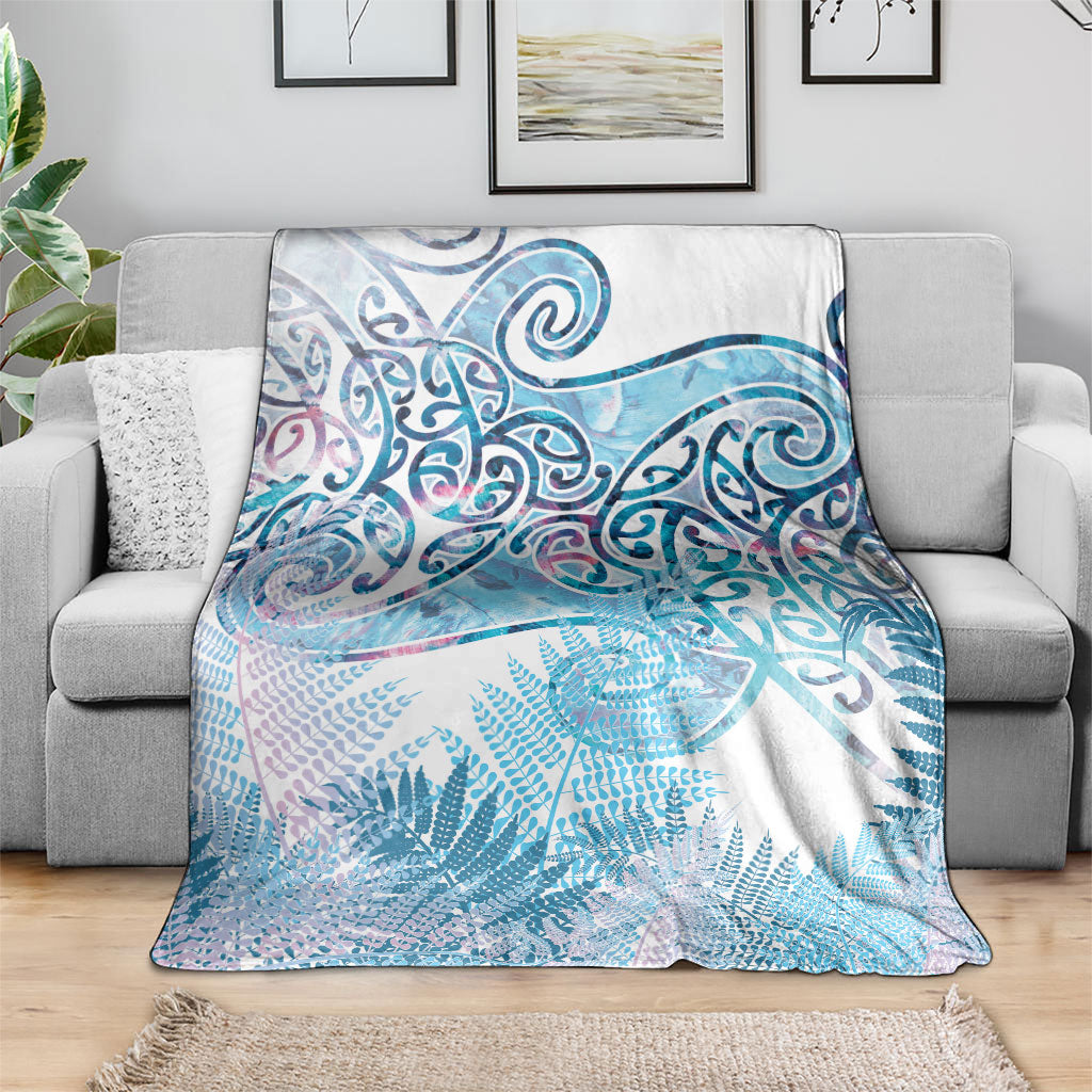 Aotearoa Maori Koru Curves Blanket Aqua Paua Shell