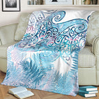 Aotearoa Maori Koru Curves Blanket Aqua Paua Shell