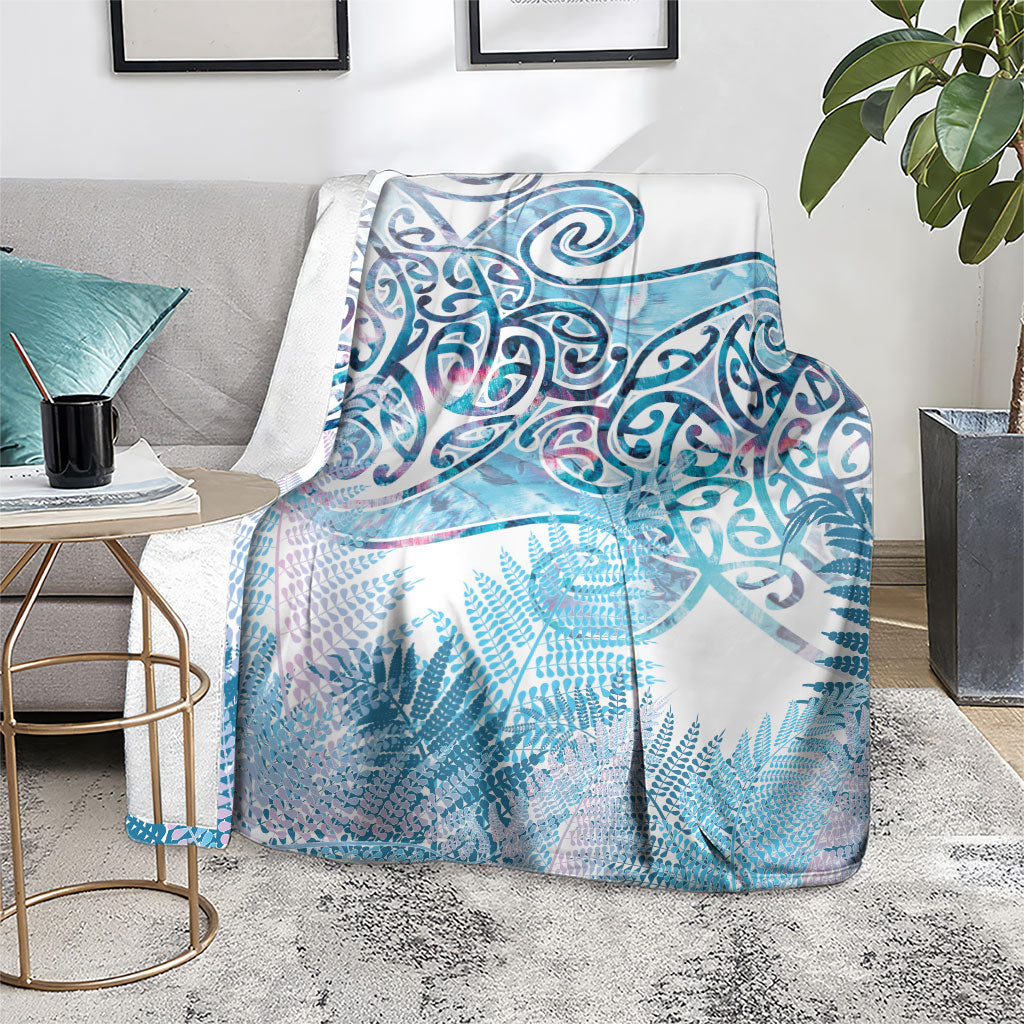 Aotearoa Maori Koru Curves Blanket Aqua Paua Shell
