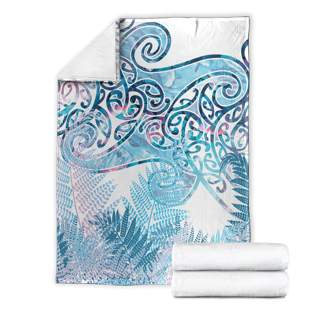 Aotearoa Maori Koru Curves Blanket Aqua Paua Shell