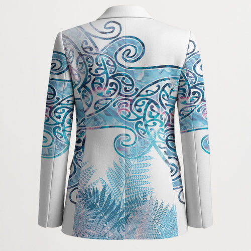 Aotearoa Maori Koru Curves Blazer Aqua Paua Shell