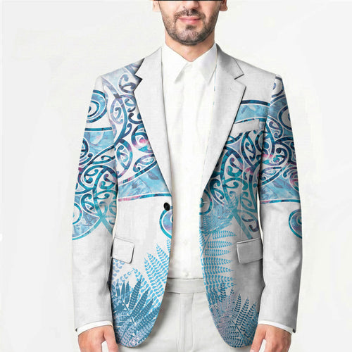 Aotearoa Maori Koru Curves Blazer Aqua Paua Shell