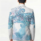 Aotearoa Maori Koru Curves Blazer Aqua Paua Shell