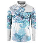 Aotearoa Maori Koru Curves Button Sweatshirt Aqua Paua Shell