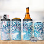 Aotearoa Maori Koru Curves 4 in 1 Can Cooler Tumbler Aqua Paua Shell