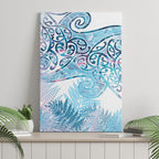 Aotearoa Maori Koru Curves Canvas Wall Art Aqua Paua Shell