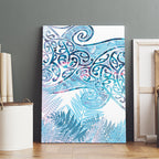 Aotearoa Maori Koru Curves Canvas Wall Art Aqua Paua Shell