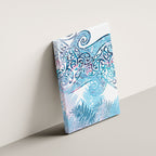 Aotearoa Maori Koru Curves Canvas Wall Art Aqua Paua Shell