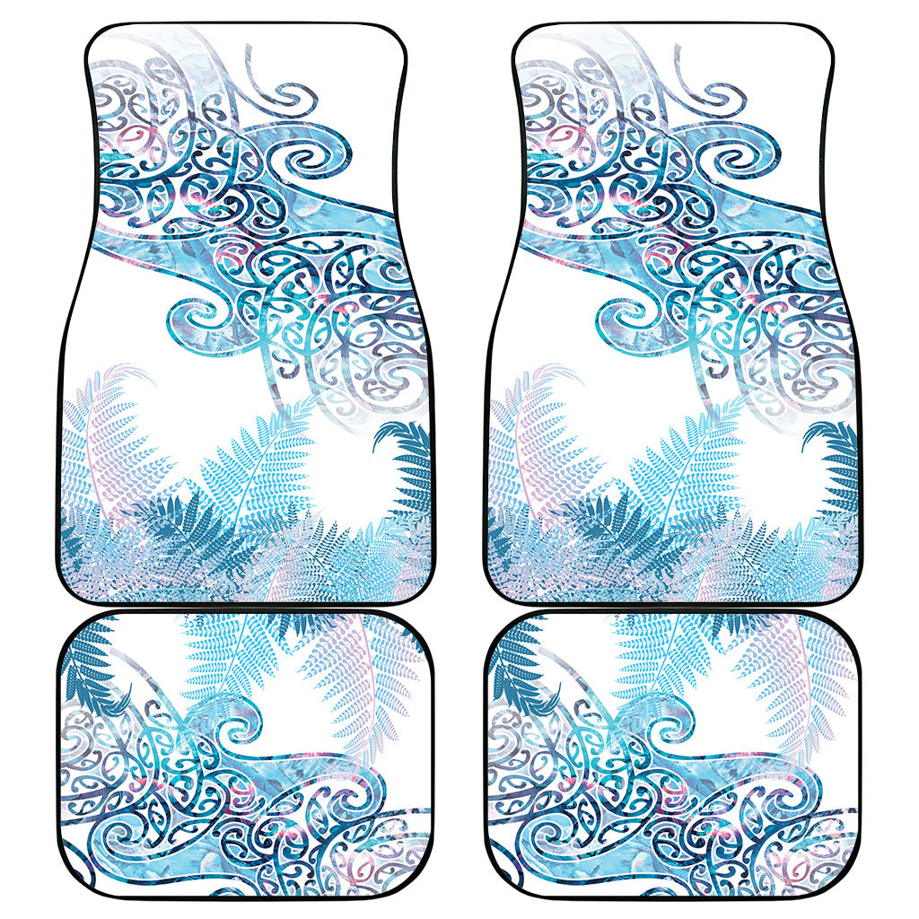 Aotearoa Maori Koru Curves Car Mats Aqua Paua Shell