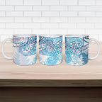 Aotearoa Maori Koru Curves Ceramic Mug Aqua Paua Shell