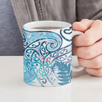 Aotearoa Maori Koru Curves Ceramic Mug Aqua Paua Shell