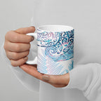 Aotearoa Maori Koru Curves Ceramic Mug Aqua Paua Shell