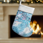 Aotearoa Maori Koru Curves Christmas Stocking Aqua Paua Shell