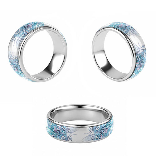 Aotearoa Maori Koru Curves Classic Ring Aqua Paua Shell