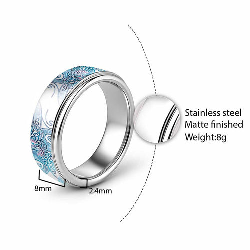 Aotearoa Maori Koru Curves Classic Ring Aqua Paua Shell