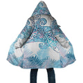 Aotearoa Maori Koru Curves Cloak Aqua Paua Shell