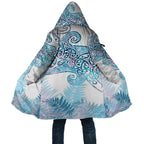 Aotearoa Maori Koru Curves Cloak Aqua Paua Shell