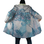 Aotearoa Maori Koru Curves Cloak Aqua Paua Shell