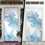 Aotearoa Maori Koru Curves Door Cover Aqua Paua Shell