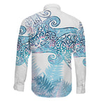 Aotearoa Maori Koru Curves Family Matching Mermaid Dress and Hawaiian Shirt Aqua Paua Shell