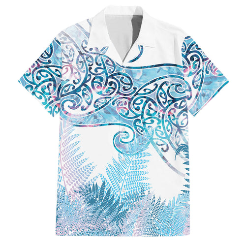 Aotearoa Maori Koru Curves Family Matching Off Shoulder Short Dress and Hawaiian Shirt Aqua Paua Shell