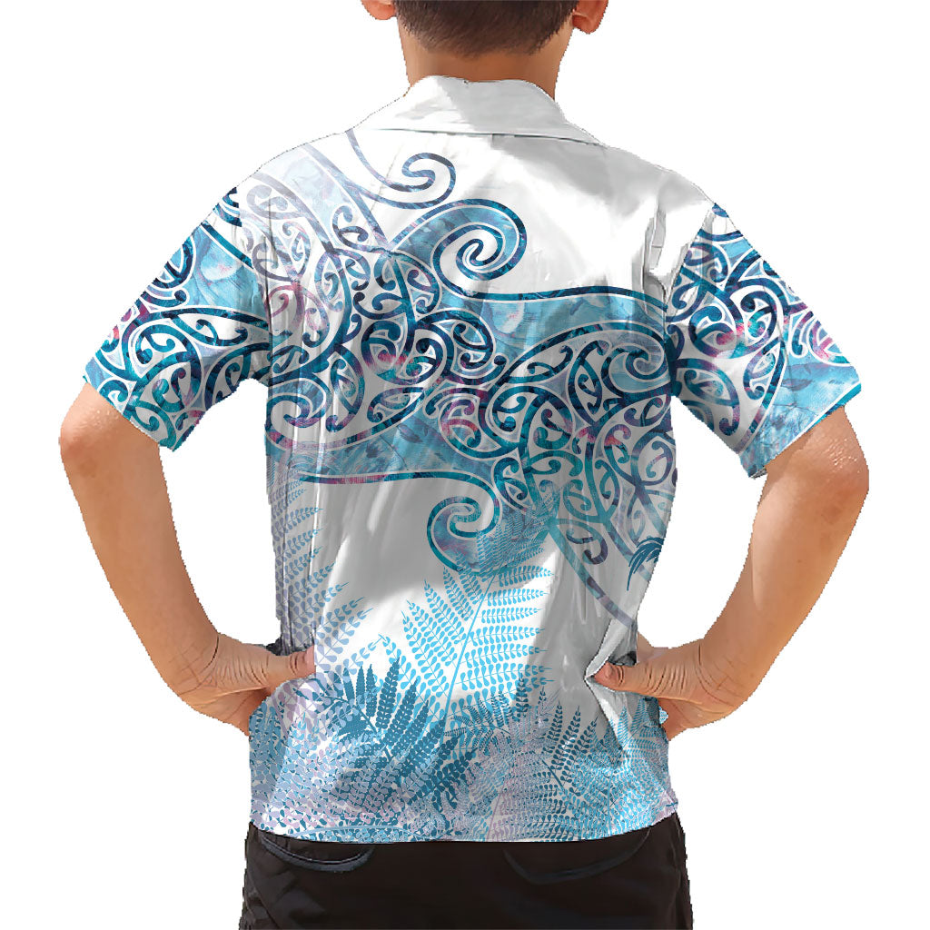 Aotearoa Maori Koru Curves Family Matching Tank Maxi Dress and Hawaiian Shirt Aqua Paua Shell
