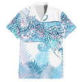 Aotearoa Maori Koru Curves Family Matching Tank Maxi Dress and Hawaiian Shirt Aqua Paua Shell