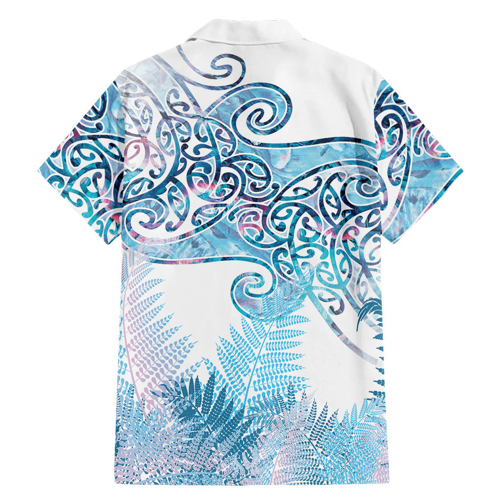 Aotearoa Maori Koru Curves Family Matching Tank Maxi Dress and Hawaiian Shirt Aqua Paua Shell