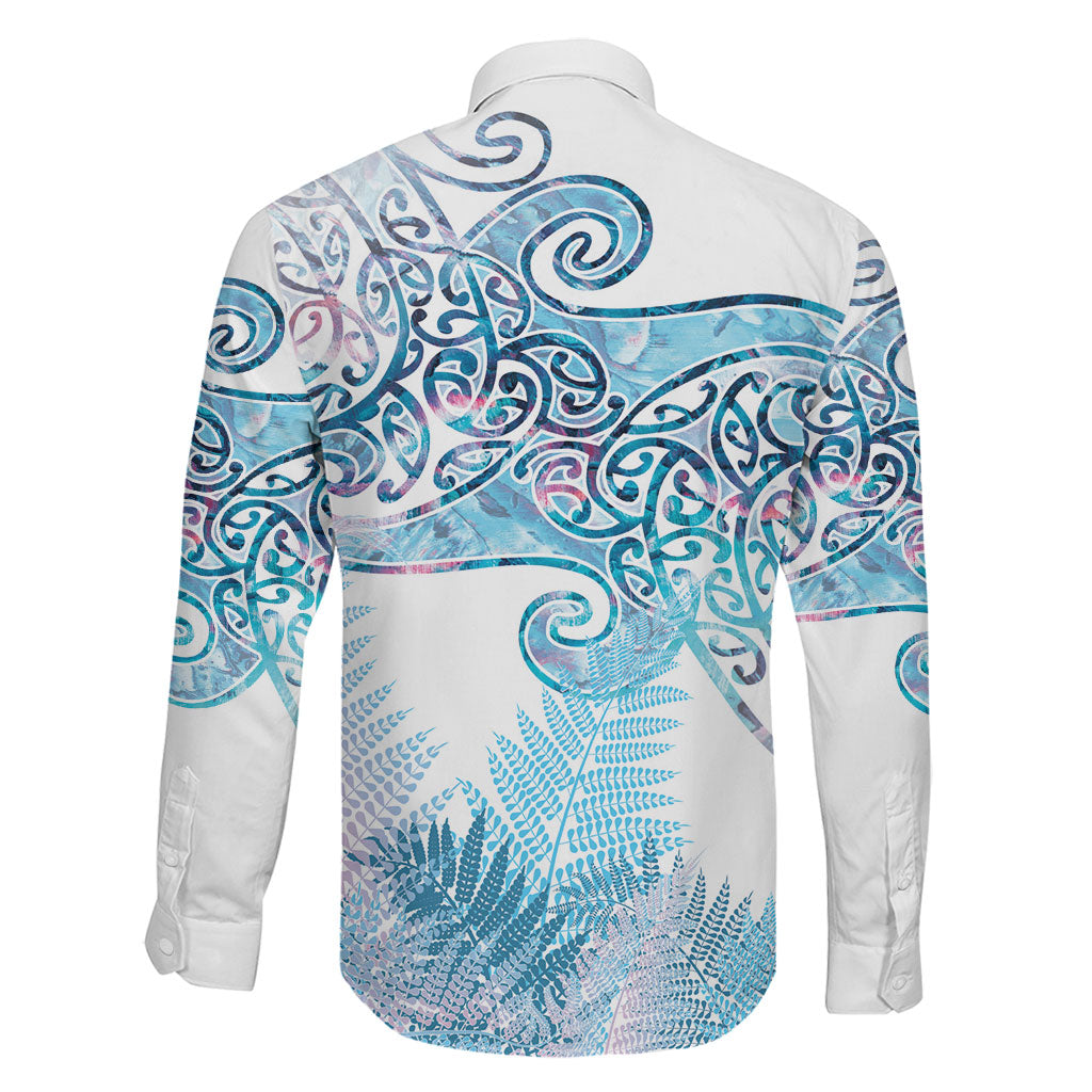 Aotearoa Maori Koru Curves Family Matching Tank Maxi Dress and Hawaiian Shirt Aqua Paua Shell
