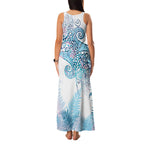 Aotearoa Maori Koru Curves Family Matching Tank Maxi Dress and Hawaiian Shirt Aqua Paua Shell