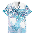 Aotearoa Maori Koru Curves Hawaiian Shirt Aqua Paua Shell