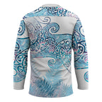 Aotearoa Maori Koru Curves Hockey Jersey Aqua Paua Shell