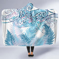 Aotearoa Maori Koru Curves Hooded Blanket Aqua Paua Shell