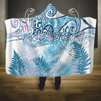 Aotearoa Maori Koru Curves Hooded Blanket Aqua Paua Shell