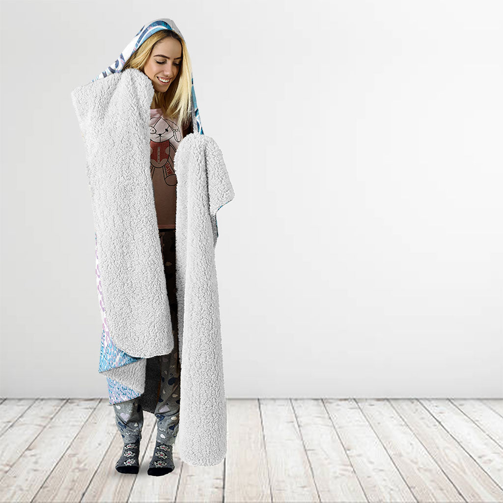 Aotearoa Maori Koru Curves Hooded Blanket Aqua Paua Shell
