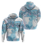 Aotearoa Maori Koru Curves Hoodie Aqua Paua Shell