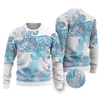 Aotearoa Maori Koru Curves Ugly Christmas Sweater Aqua Paua Shell