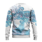 Aotearoa Maori Koru Curves Ugly Christmas Sweater Aqua Paua Shell