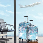 Aotearoa Maori Koru Curves Luggage Cover Aqua Paua Shell