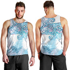 Aotearoa Maori Koru Curves Men Tank Top Aqua Paua Shell