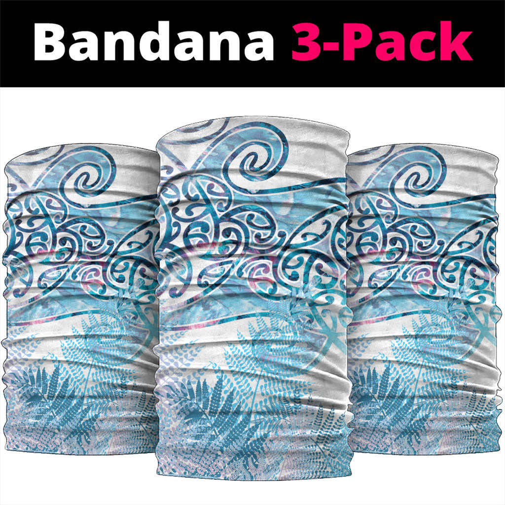 Aotearoa Maori Koru Curves Neck Gaiter Aqua Paua Shell