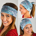 Aotearoa Maori Koru Curves Neck Gaiter Aqua Paua Shell