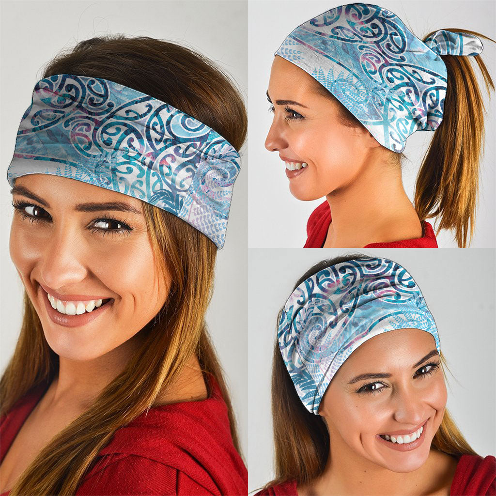 Aotearoa Maori Koru Curves Neck Gaiter Aqua Paua Shell