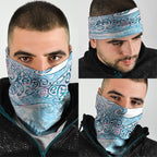 Aotearoa Maori Koru Curves Neck Gaiter Aqua Paua Shell