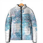 Aotearoa Maori Koru Curves Padded Jacket Aqua Paua Shell