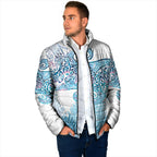 Aotearoa Maori Koru Curves Padded Jacket Aqua Paua Shell
