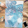 Aotearoa Maori Koru Curves Puzzle Aqua Paua Shell