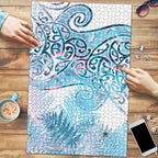 Aotearoa Maori Koru Curves Puzzle Aqua Paua Shell