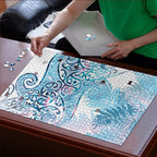 Aotearoa Maori Koru Curves Puzzle Aqua Paua Shell
